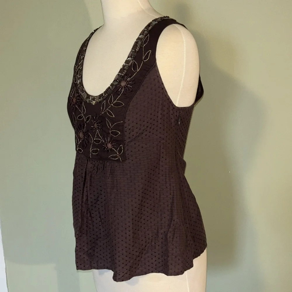 REBECCA TAYLOR beaded embroidered v neck purple women’s top size 4 - Picture 4 of 12